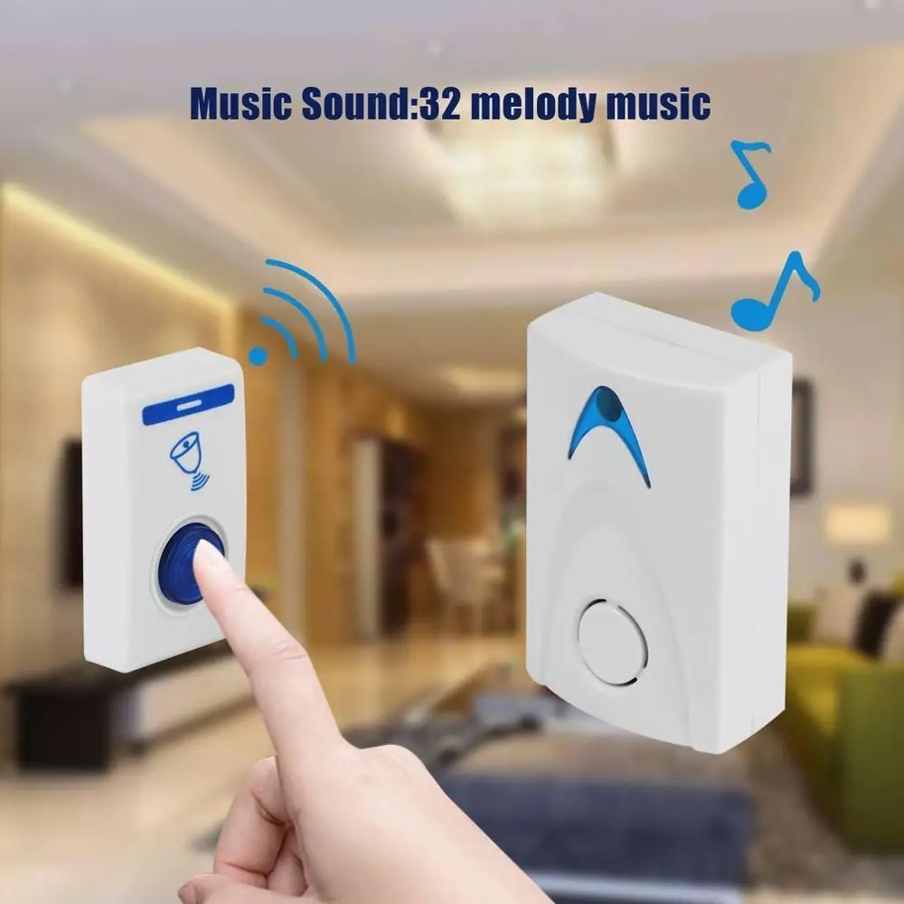 New LED Door Bell Wireless Doorbell Battery Powered 32 Tune Songs 1 Remote Control 1 Wireless Home Security Smart Doorbells