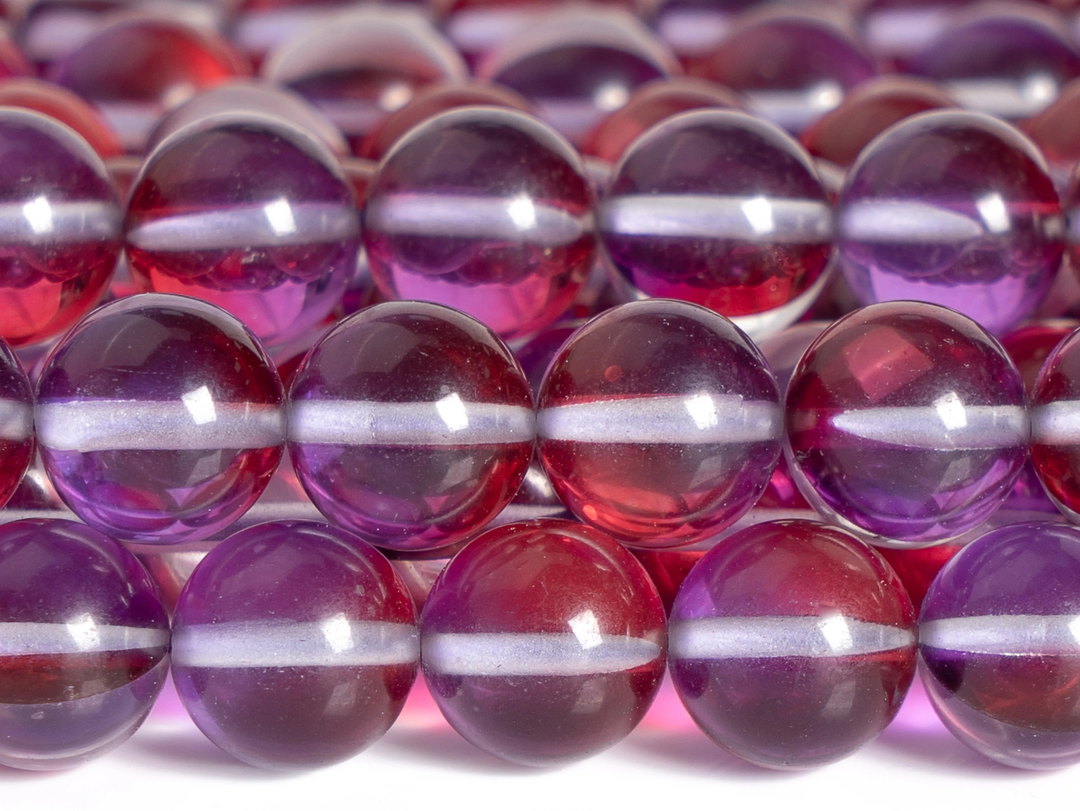 

Purple Red Mystic Aura Quartz Beads Round Loose Beads Round Size Options 6/8/10/12mm for Jewelry Making