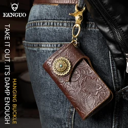 Handmade Genuine Leather Key Wallet For Men Housekeeper Key Chain Card Sold Key Pouch Portable Cards Wallet