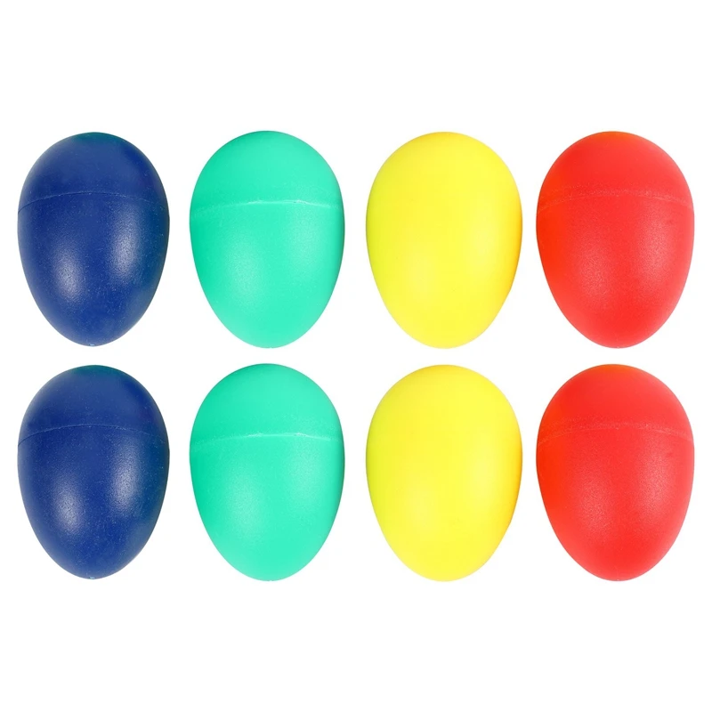 8Pcs Playful Plastic Percussion Musical Egg Maracas Egg Shakers Kids Toys- 4 Different Colors