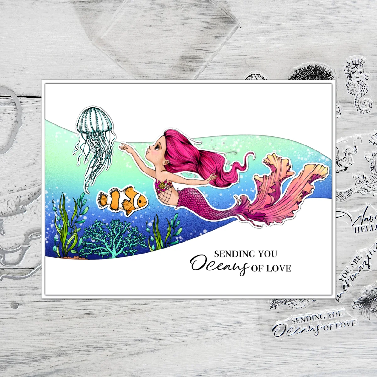 Mangocraft Spring Beautiful Mermaid Cutting Dies Clear Stamps DIY Scrapbooking Metal Dies Silicone Stamps For Cards Albums Decor