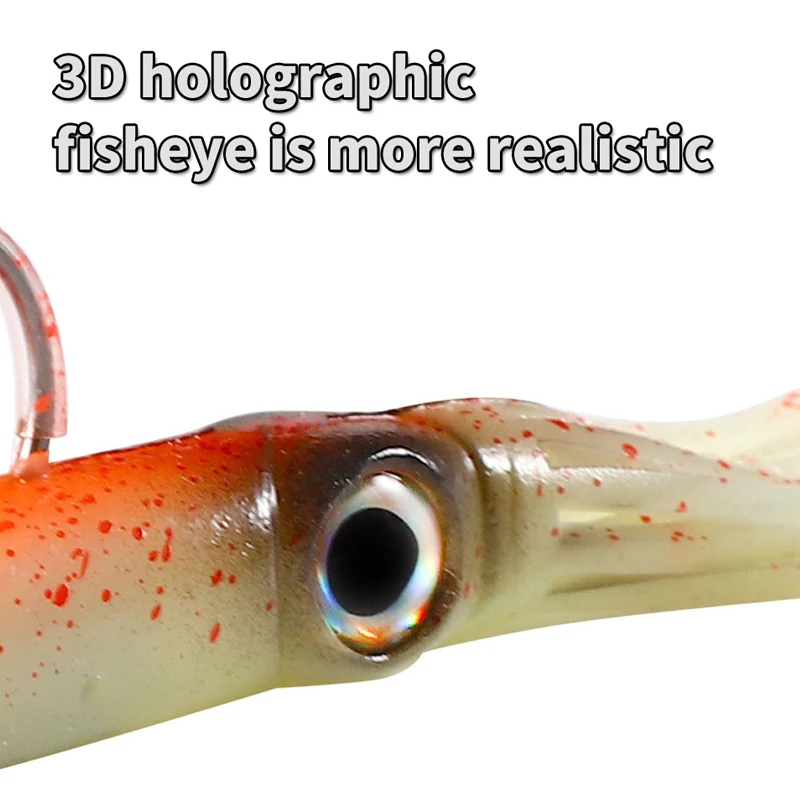 ORJD Luminous Squid Jig Soft Lures 36g Silicone Bait Squid Jigging Lure Saltwater Sea Fishing Bait For Snapper Artificial Baits