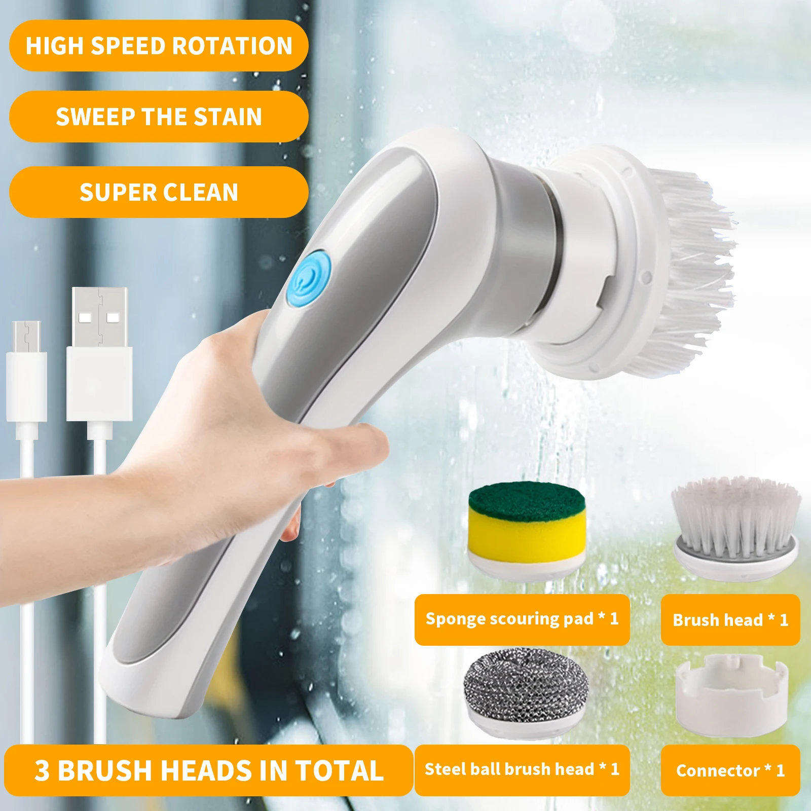 

New Wireless Electric Cleaning Brush Housework Kitchen Dishwashing Brush Bathtub Tile Professional Spin Scrubber Cleaning Brush