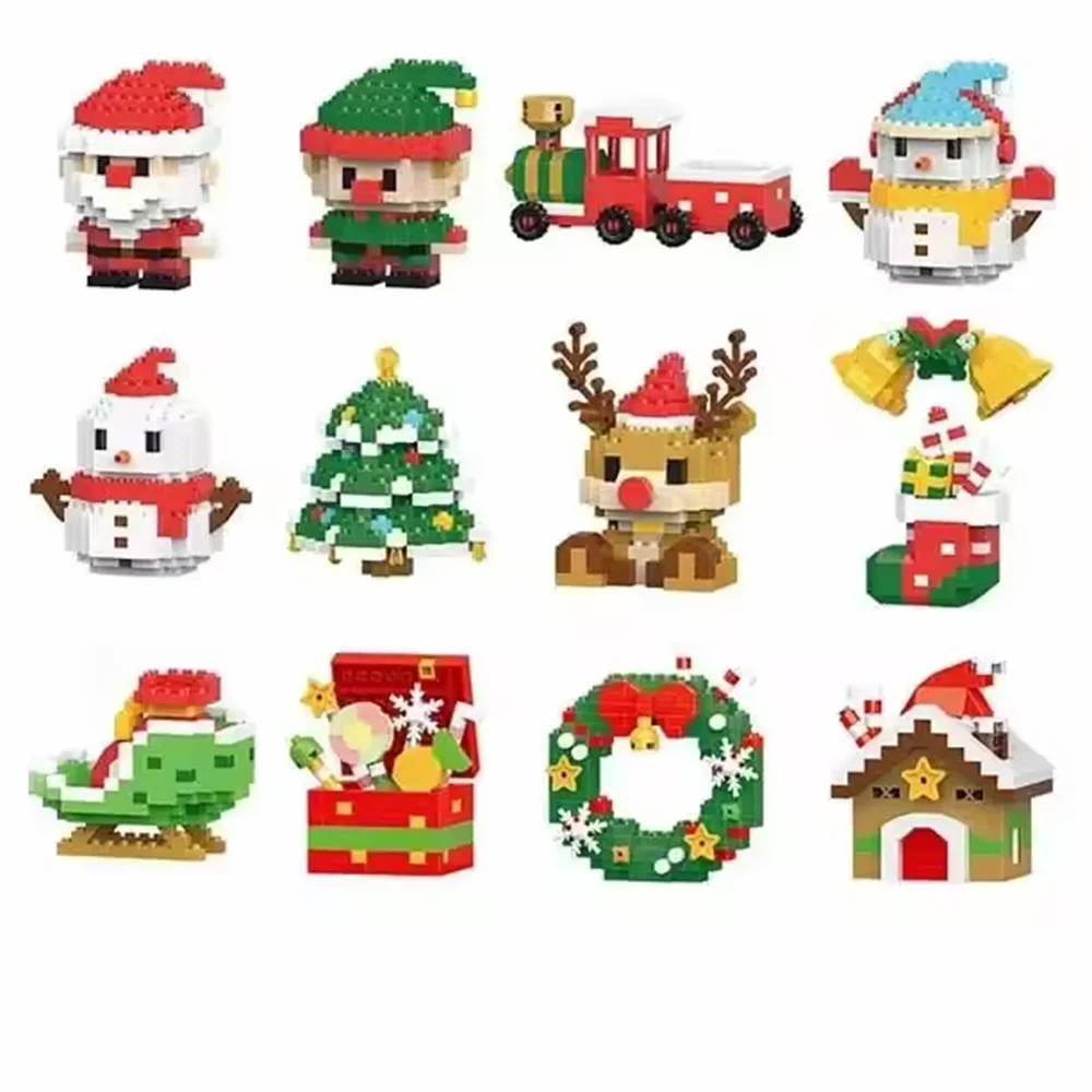 

Christmas Building Block Santa Claus Snowman Elk Tree Micro Brick Puzzle Assembly Model Home Decoration Xmas Party Gift Kid Toy
