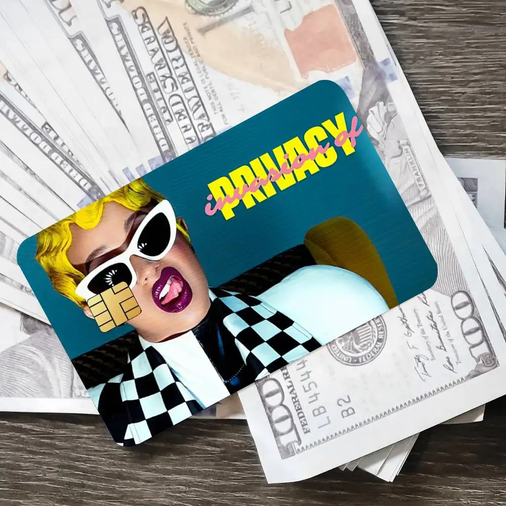المغني C-Cardi B ملصق الائتمان الجلد غطاء بطاقة ملصقات 4 قطعة فيلم حافلة تمرير الجبهة الديكور البنك الخصم مقاوم للماء