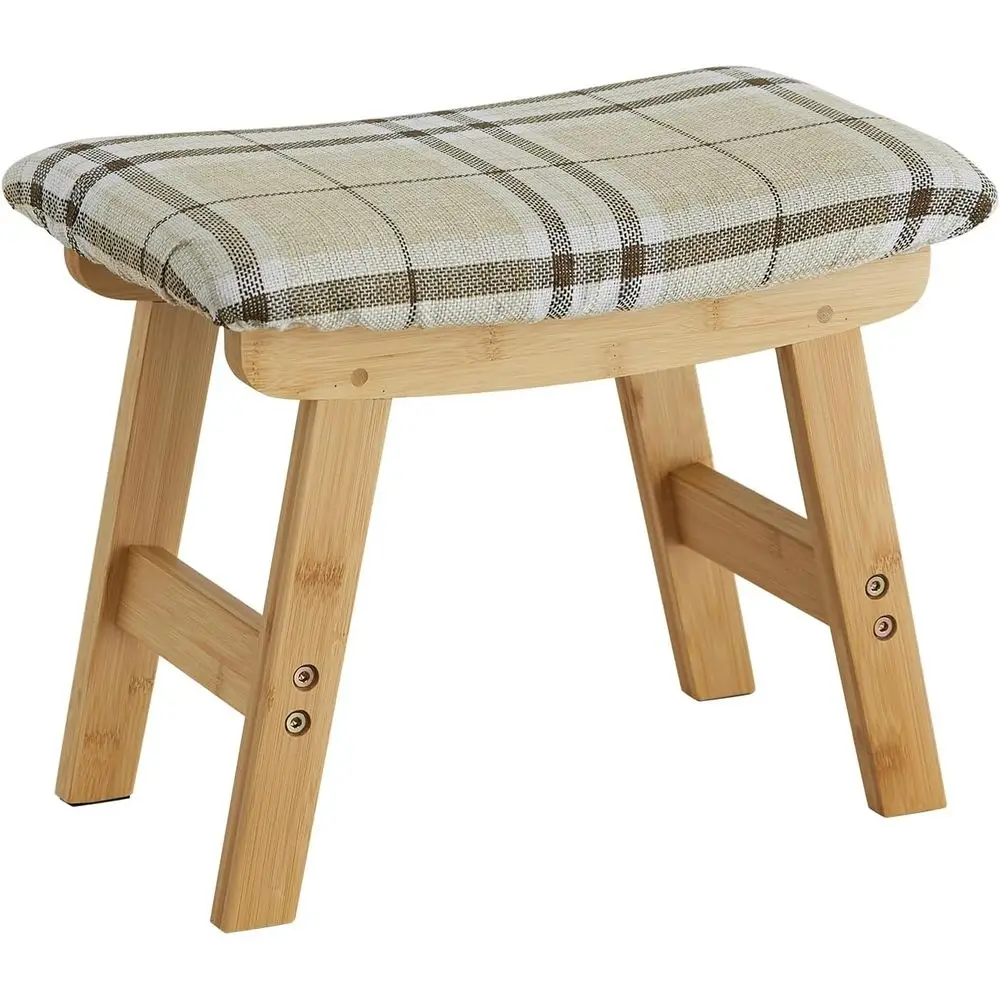 

Stool Ottoman oot Rest Under Desk,Small Stool or Living Room, Bedroom and Kitchen (Natural Legs - Stripes Stool Surace)