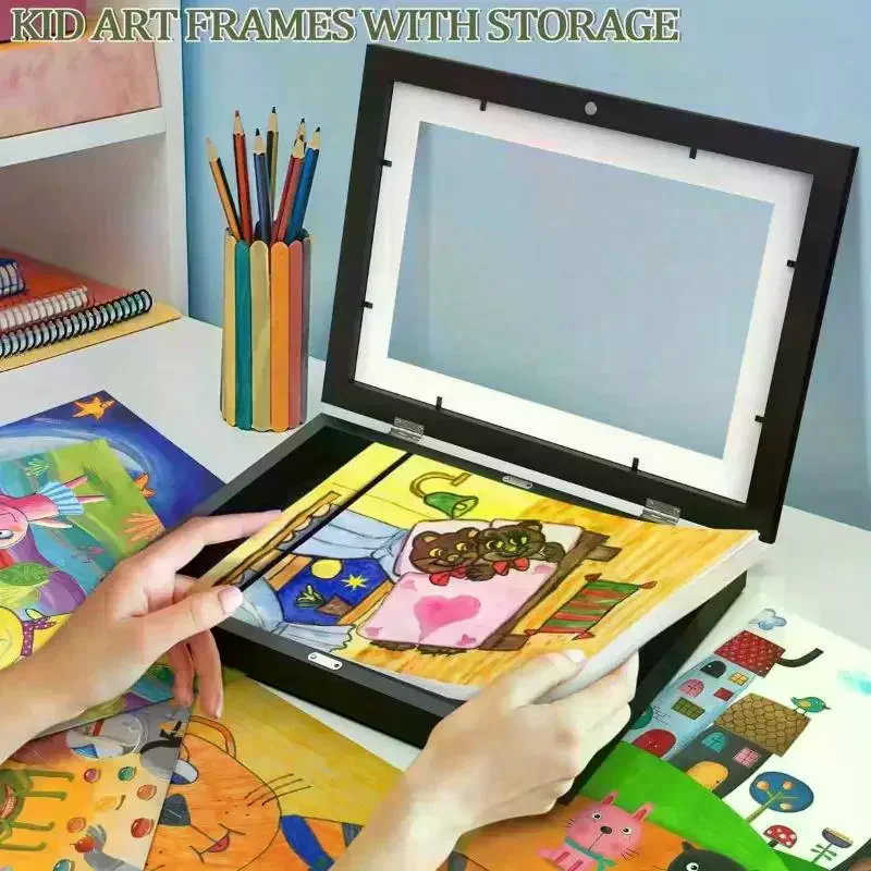 A4 Children Art Frame Magnetic Front Open Changeable Kids Frametory For Poster Photo Drawing Painting Picture Display Home Decor