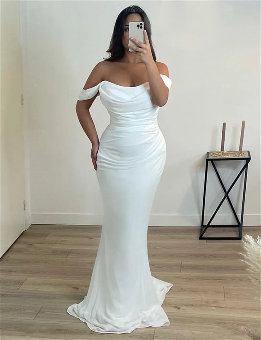 

White Chiffon Mermaid for Women Classy Dubai Evening Dresses Elegant for Wedding Long Royal Evening Dress Plus Size Custom Made