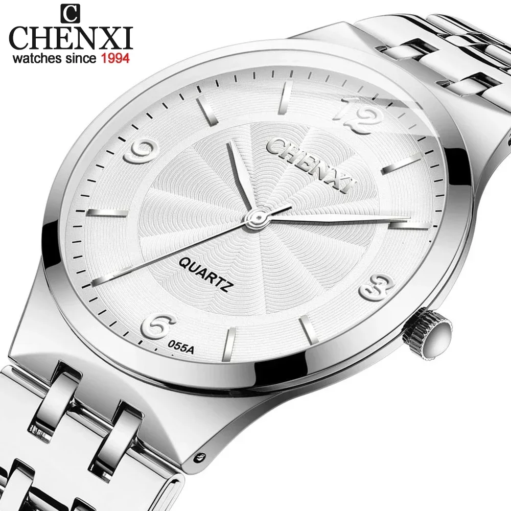 Watches Mens 2024 CHENXI Top Brand Luxury Men Women Quartz Watch Casual Stainless Steel Date Waterproof Wristwatch Analog Clock