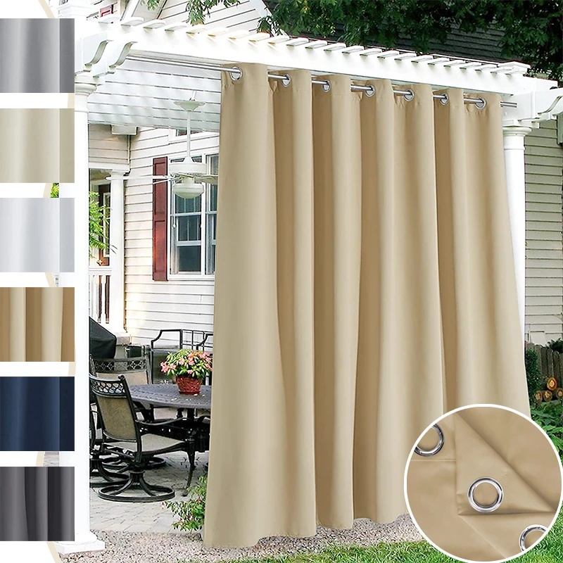

Blocking Outdoor Curtains Waterproof UV Resistant Privacy Drapes for Pergola Terrace Cabana Thermal Insulated Windproof Drapes