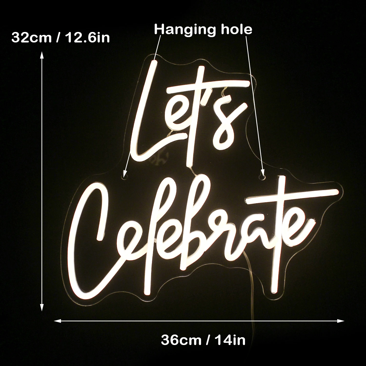 Let's Celebrate Neon Sign LED Room Wall Decor Lights For Home Bedroom Wedding Birthday Party Festival USB Art Letter Wall Lamp