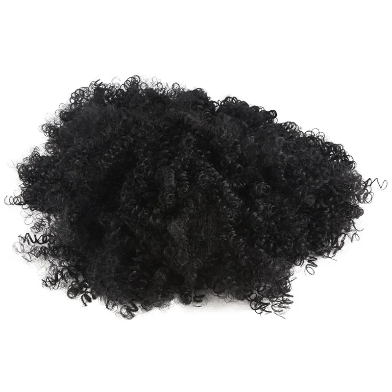 

WIND FLYING 12 Inch African Women's Chemical Fiber Black Short Curly Hair Wig With Bangs For Cosplay Daily Use