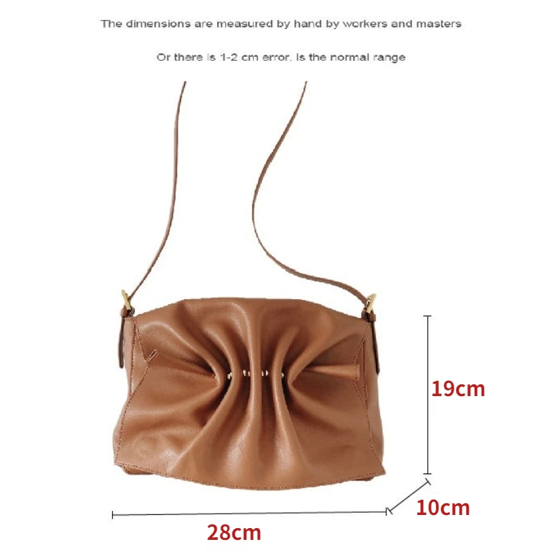 Bow Pleated Cloud Pouch Genuine Leather Women's Bag 2022 Korean Version of The High-quality Messenger Bag Soft Skin Shoulder Bag