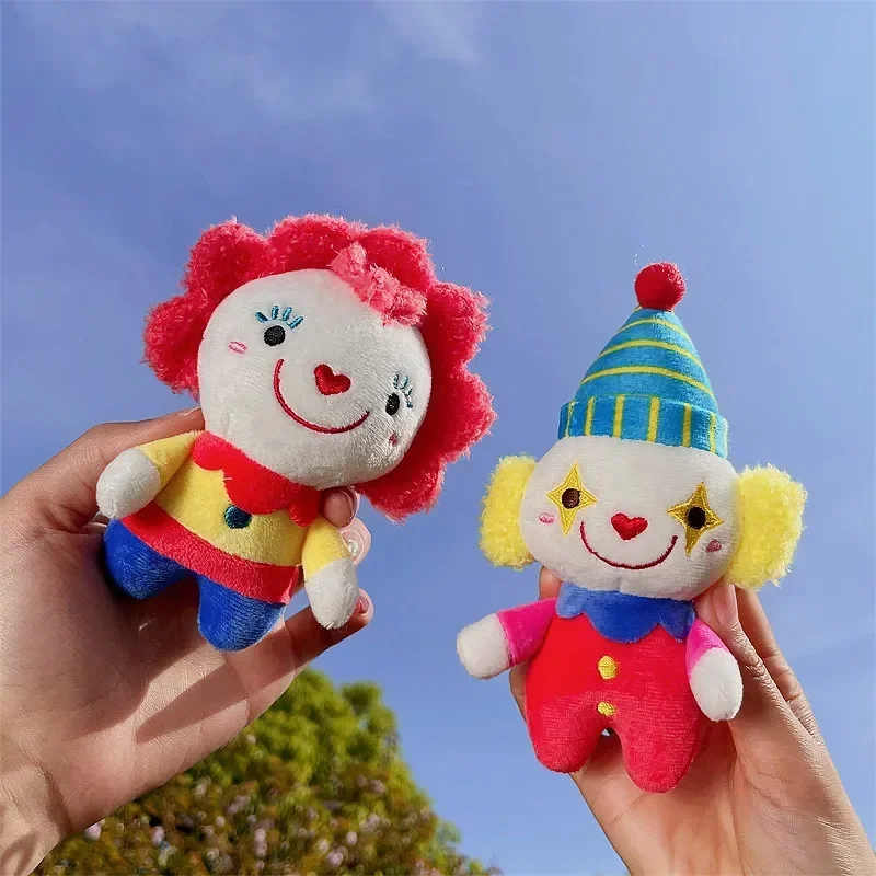 Lovely Circus Clown Doll Keychains Colorful Stuffed Toy Clown Student Schoolbag Ornament Funny Keychains