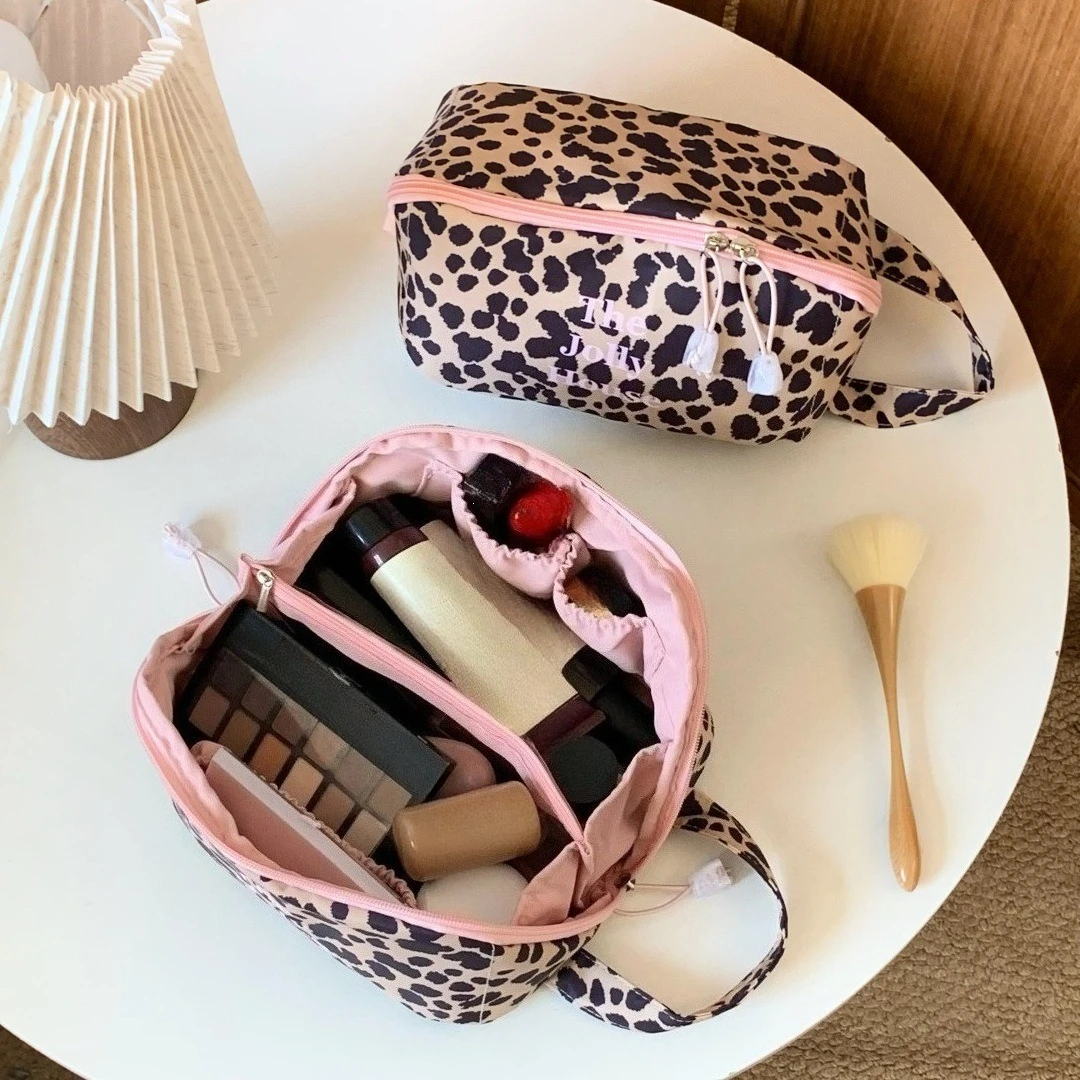 New Leopard Tote Makeup Bag Large Capacity Women's Fashion Travel Toiletry Bag Zipper Cosmetic Organizer Storage Bag for Women