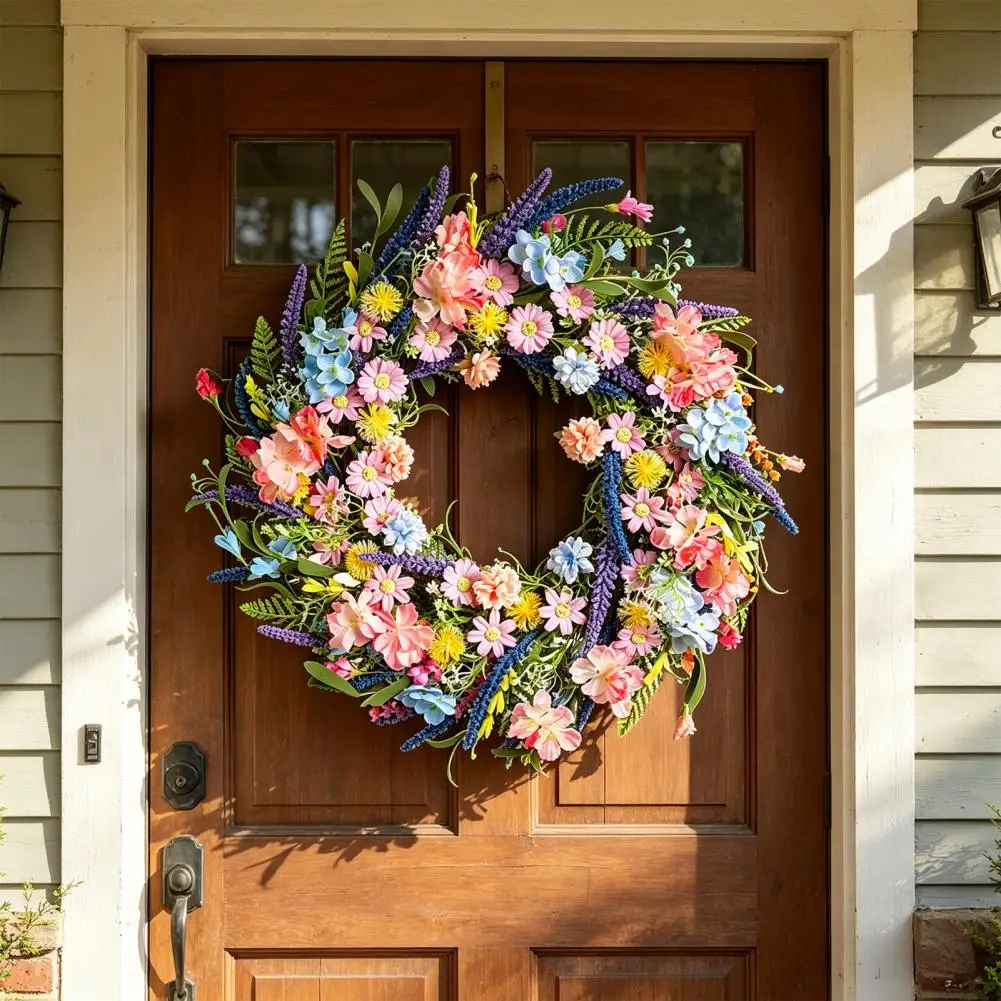 

Spring Holiday Flower Wreath Gift-worthy Floral Art for Easter Indoor Outdoor Home Farmhouse Wall Decor