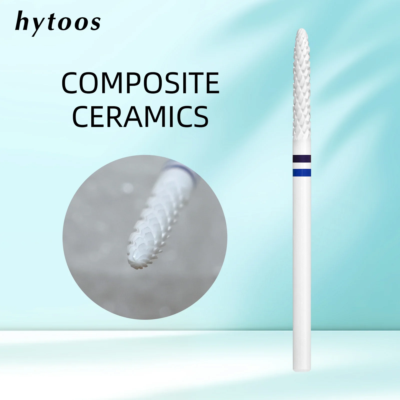 HYTOOS 2mm Under Nail Cleaner Composite Ceramic Nail Drill Bits High Hardness White Pro E-file Bit for Cuticle Clean Gel Removal