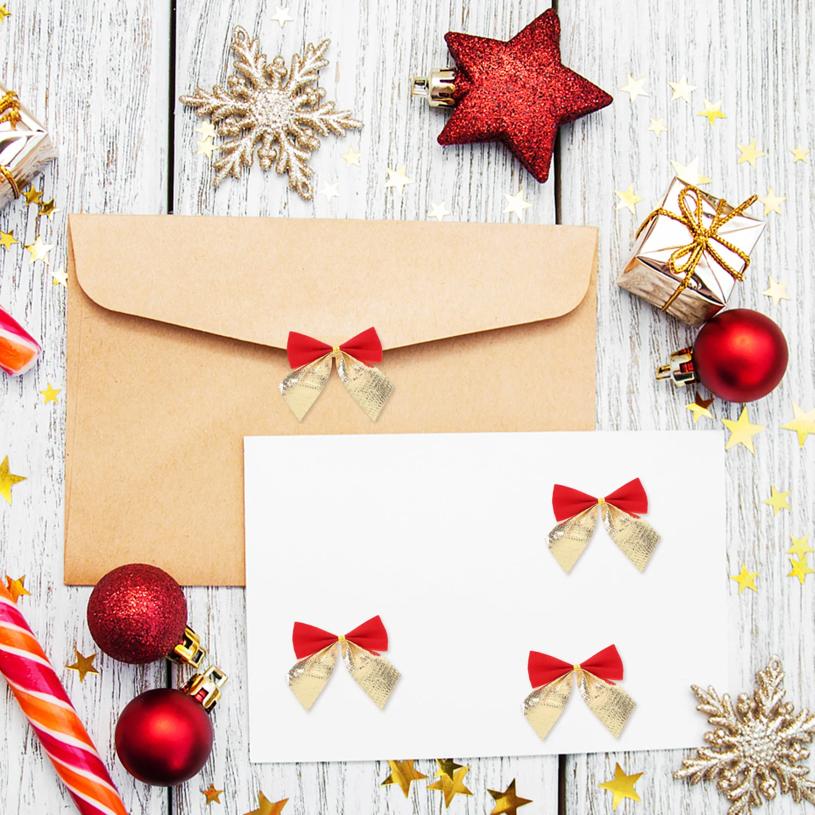 

120Pcs Christmas Bow Ornaments Cute Decorative Bows for Tree Wreath Garland Indoor Decor Holiday Party Xmas Hanging Decoration