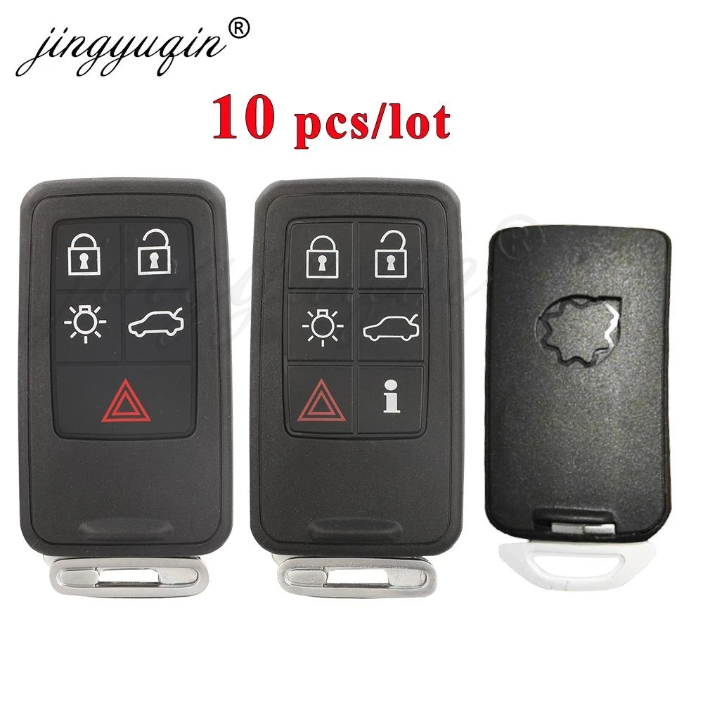 

jingyuqin 10pcs 5/6 Buttons Smart Car Key Shell For Volvo S60 V60 S80 XC70 XC60 V70 V40 2008-2017 Remote Replacement Fob Case