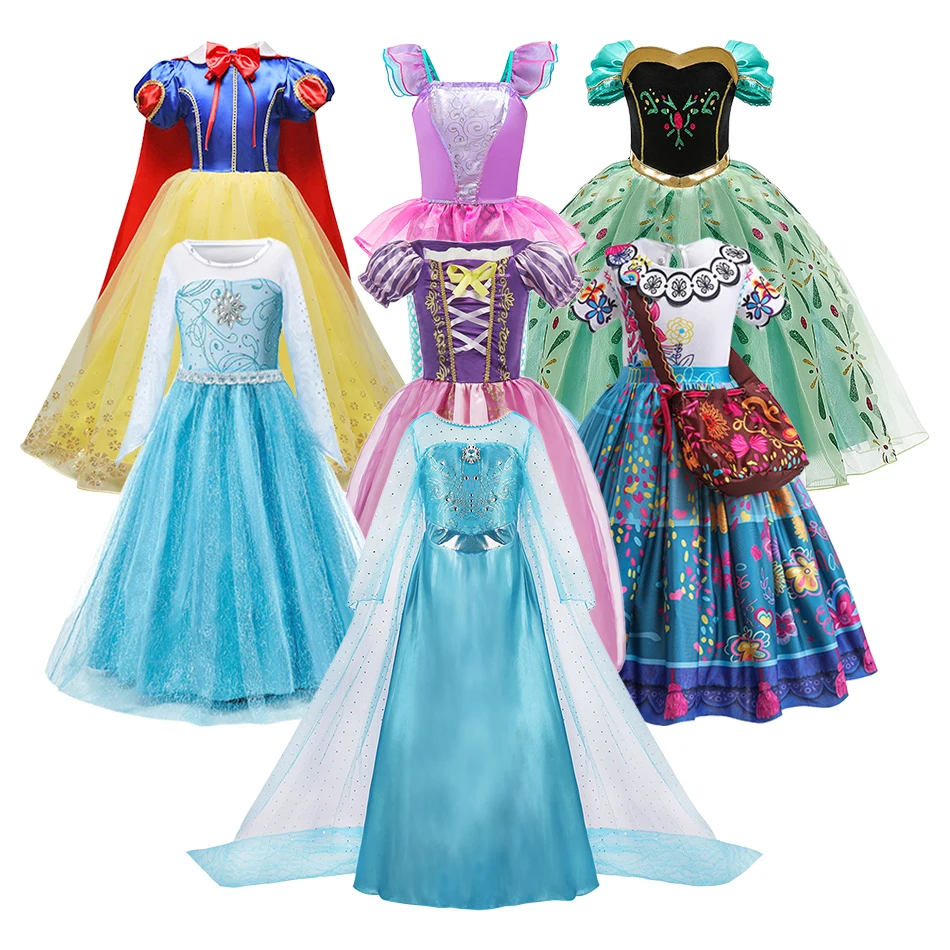 Children Elsa Clothing Girls Snow Queen Birthday Dresses Kids Princess Cosplay Blue Clothes Dance Tulle Cloak Dress Clothing