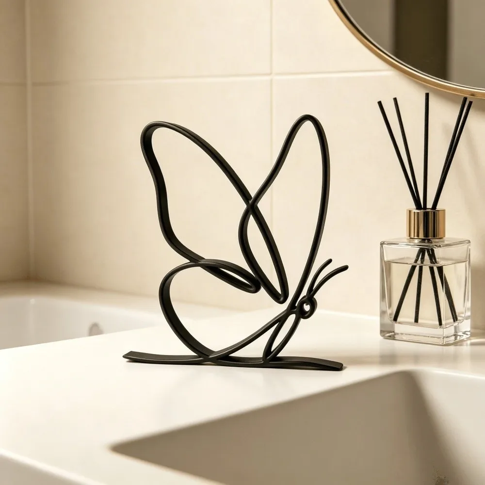 Minimalist Line Art Butterfly Tabletop Sculpture 3D Printed Modern Hollow Line Butterfly Decor Uninterrupted Smooth Single