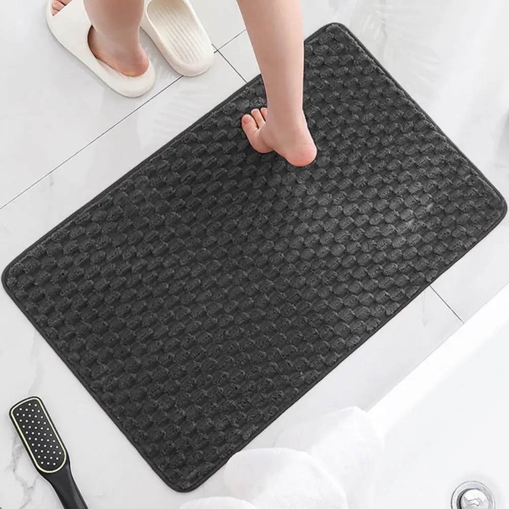 Thick Pile Bath Mat High Density Anti-slip Bathroom Floor Mat with Quick Absorbent Quick-drying Solid Color 3d for Safety