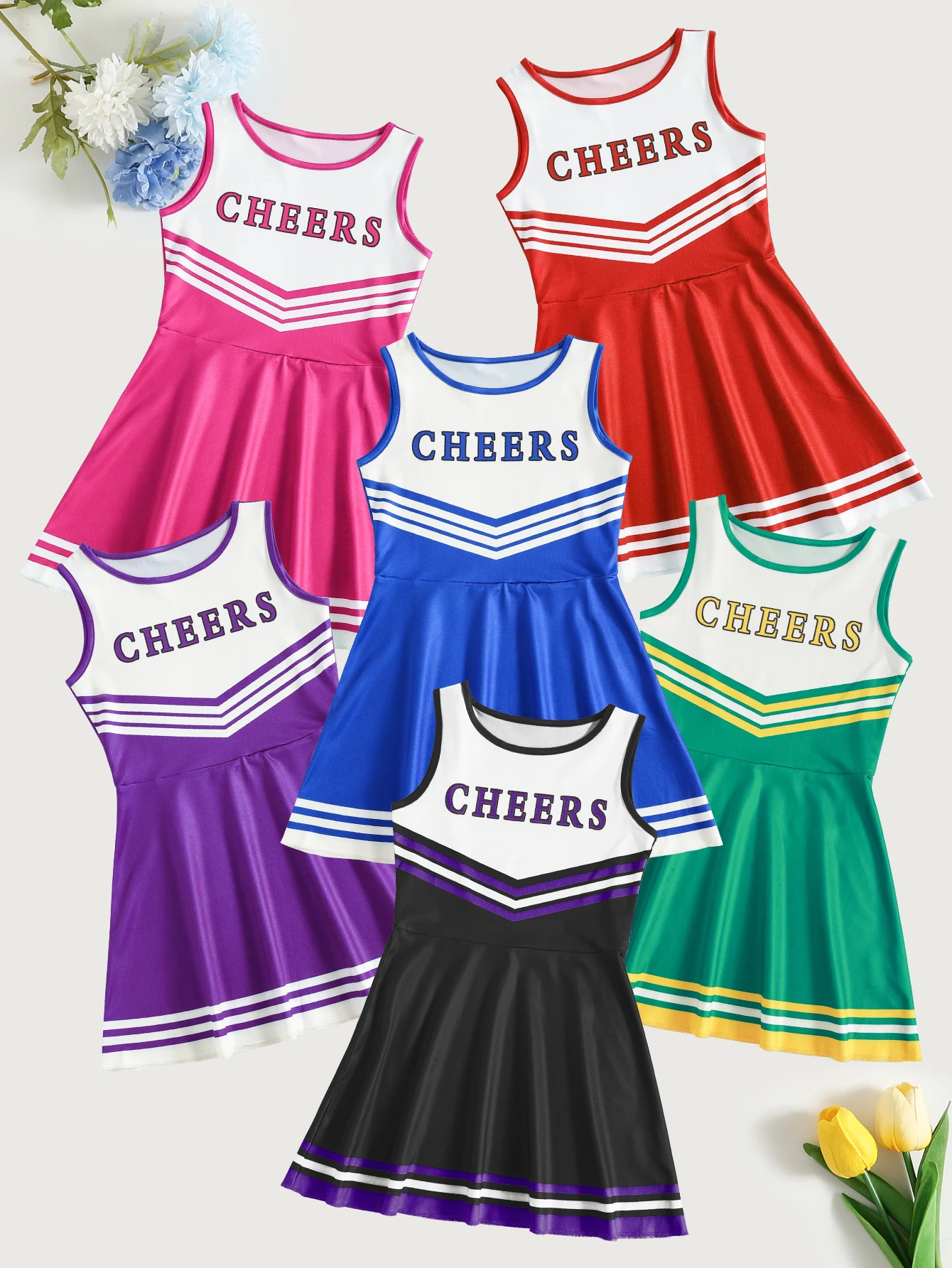 Cheerleading Dress Cute Children's Performance Dress Girls' Party Clothing Available In Multiple ColorsBack To School Season
