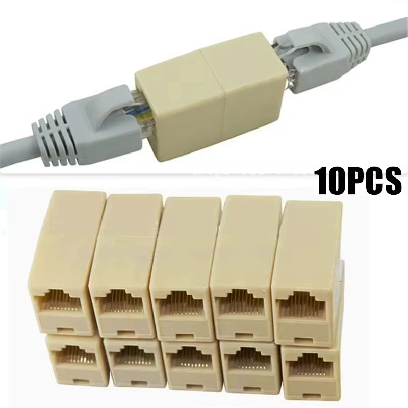 10/5Pcs Network Ethernet Dual Straight Head Lan Cable Joiner Coupler RJ45 CAT 5 5E 6 6a Extender Plug Network Cable Connector