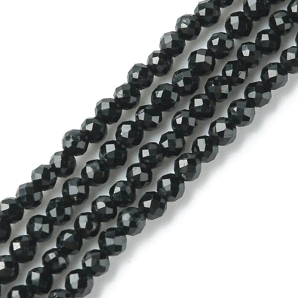 

Natural Black Tourmaline Beads Strands Faceted Round 2mm Hole: 0.6m about 185pcs/strand 15.20~15.43 inch(38.6~39.2cm)