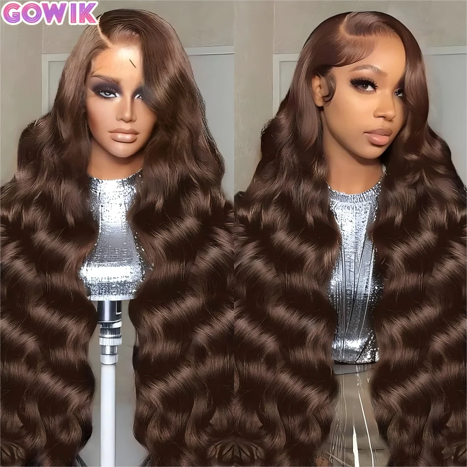 

Шоколадно-коричневый парик из натуральных волос 13X6 HD с кружевной передней частью, парик 13X4 с кружевной передней частью и эффектом Body Wave, цветные бразильские парики, оригинальные, предварительно пророщенные