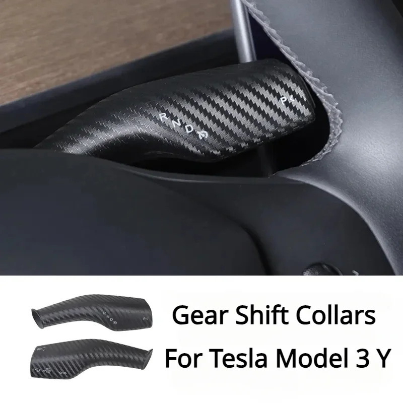 Gear Lever Cover for Tesla Model 3 Y ABS Gear Shift Collars Car Sleeve Steering Wheel Rod Wiper Controller Car Accessories 2023