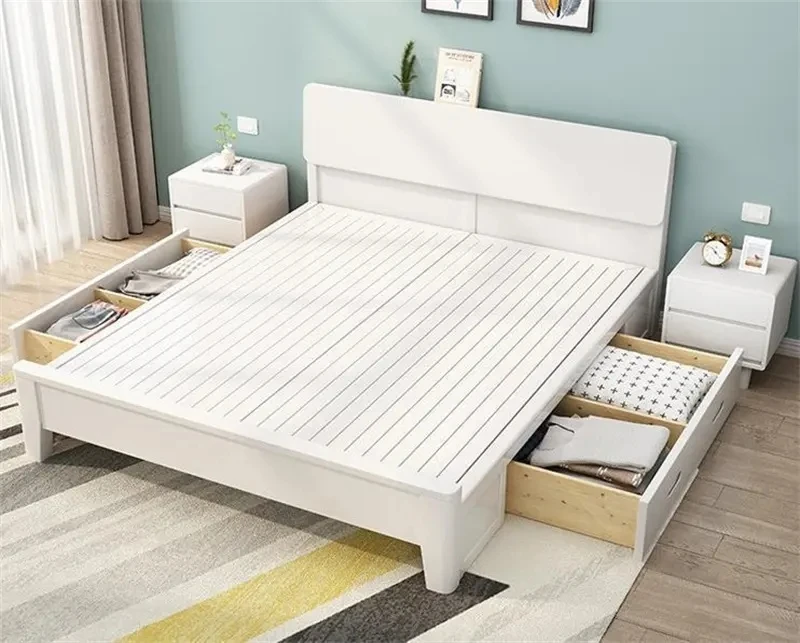 

%！2025 Latest Design Factory Wholesale Nordic Hotel Home Bedroom Furniture Solid Wood Frame Bed