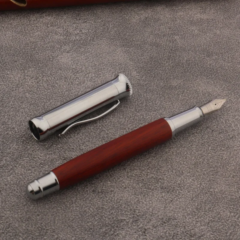 High Quality Brand red wooden Fountain Pen Calligraphy Stationery Office School Supplies Writing Gift Ink Pens
