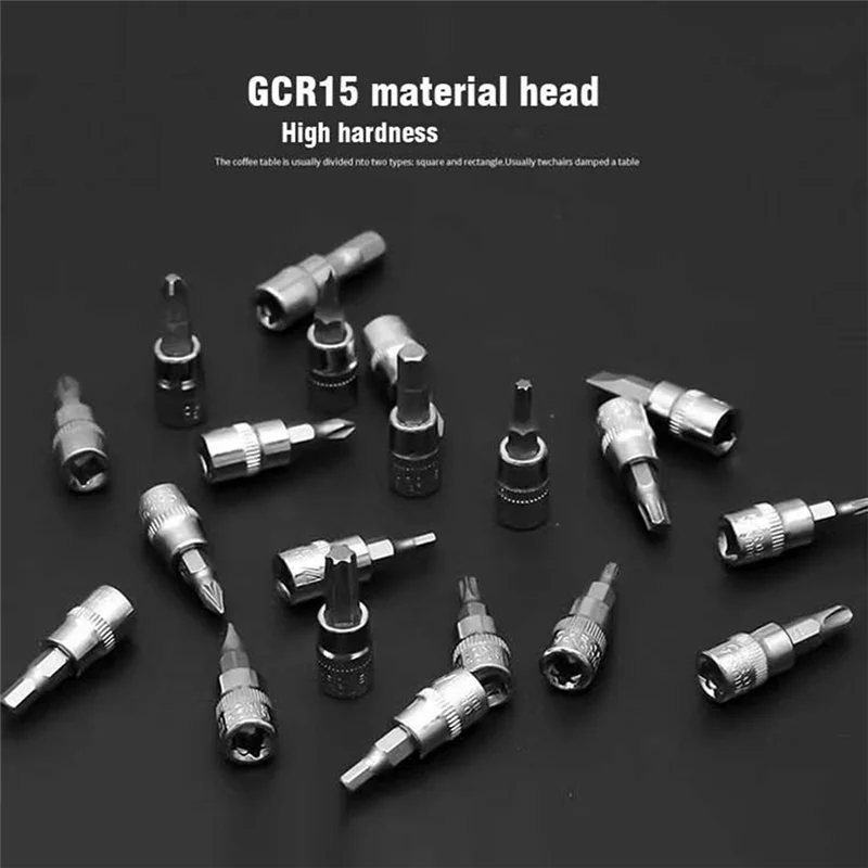 HHTL 53-Piece Socket Combination 1/4 Ratchet Wrench Screwdriver Head Socket Sliding Rod Universal Joint Metal Small Socket Set