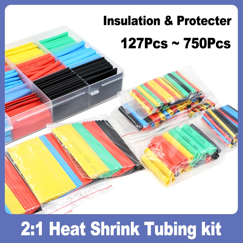 2:1 Heat Shrink Tube Kit Thermoresistant Shrinkage Tubing Wire Wrapping Electrical Connection Cable Insulation Sleeved Protecter