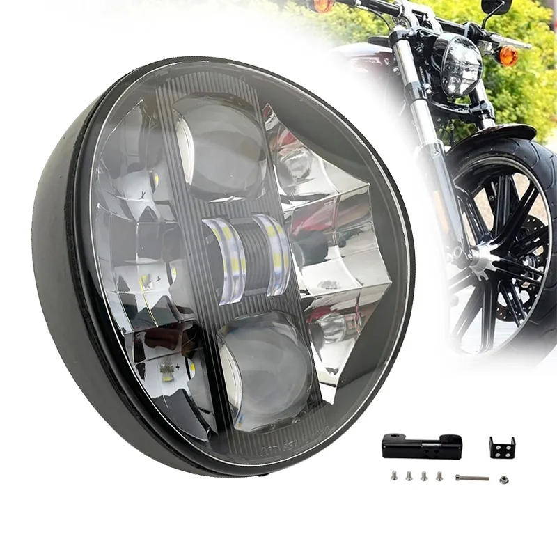 Proyector de faro LED de 12V, faro DRL Hi/Lo Beam con Kit de soporte de extensión de montaje para Harley Softail Breakout FXSB 2013-2017