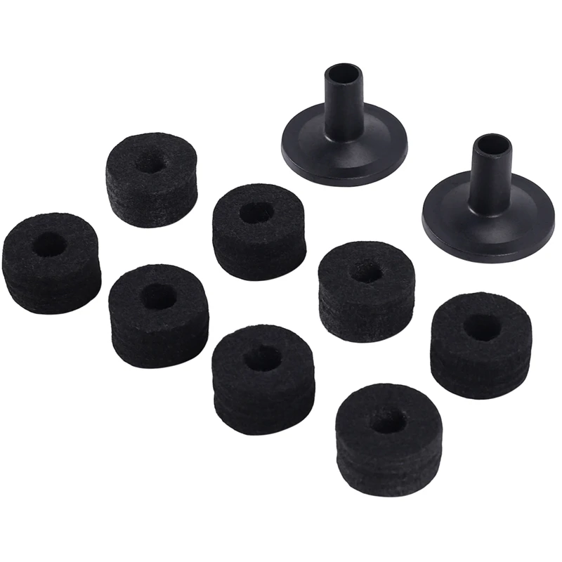 8PCS Cymbal Stand 25Mm Felt Washer + 2PCS Cymbal Sleeves Replacement For Shelf Drum Kit