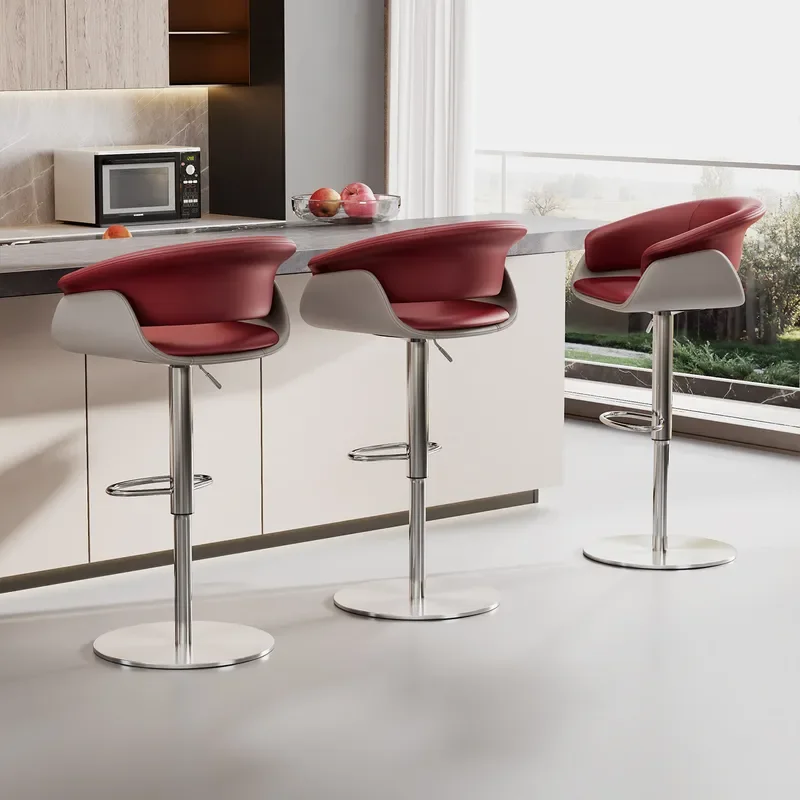 Modern Simple Rotating Bar Stool Light Luxury Household Island Lift Chair Comfortable Backrest for Catering Store Front Desk