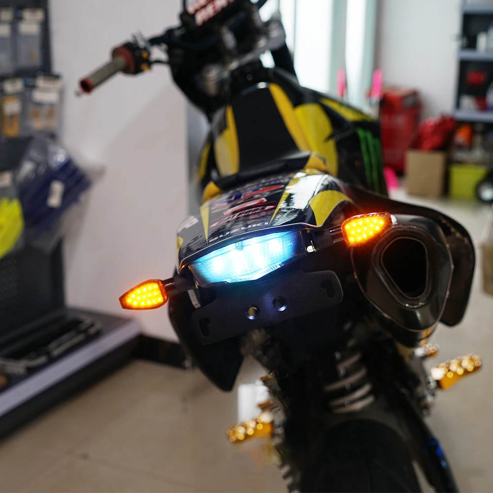 Motorcycle LED Turn Signal Indicator Light Rear Brake Light License Plate Holder For Suzuki DRZ400S 2000-2024 DRZ400SM 2005-2024 image 4