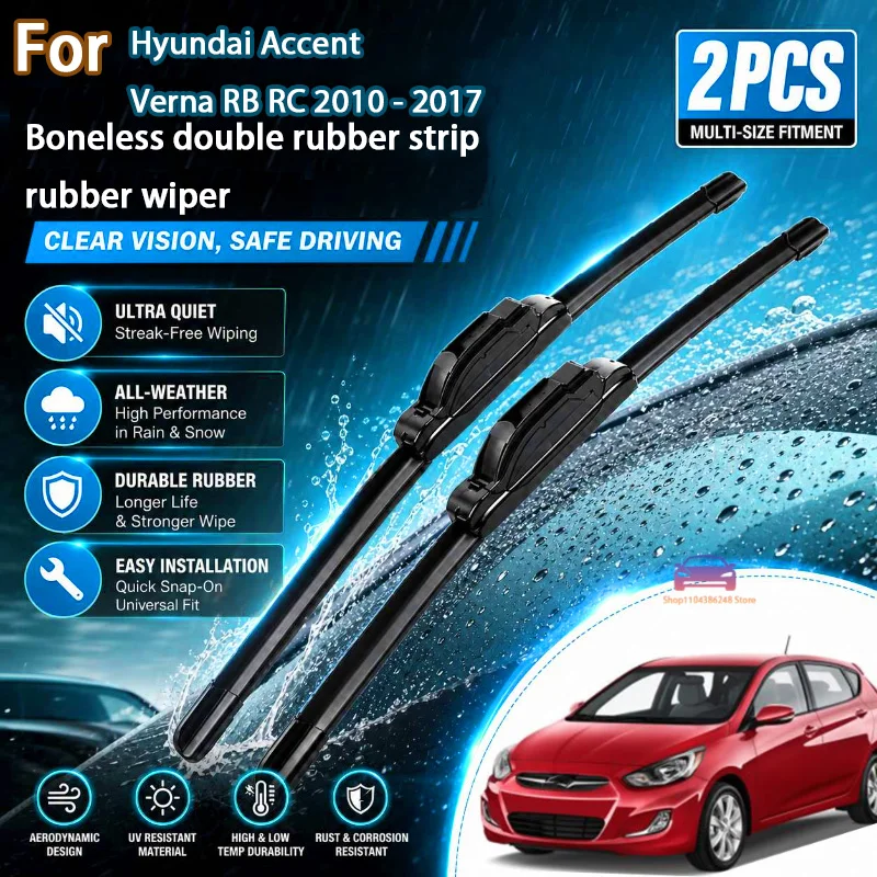 

Front Wiper Blades For Hyundai Accent Verna RB RC 2010 - 2017 Windshield Windscreen Window Brushes 26"+16" Modification Parts