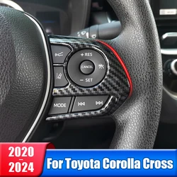 Car Steering Wheel Button Cover Trim Stickers For Toyota Corolla Cross XG10 2020 2021 2022 2023 2024 ABS Carbon Accessories