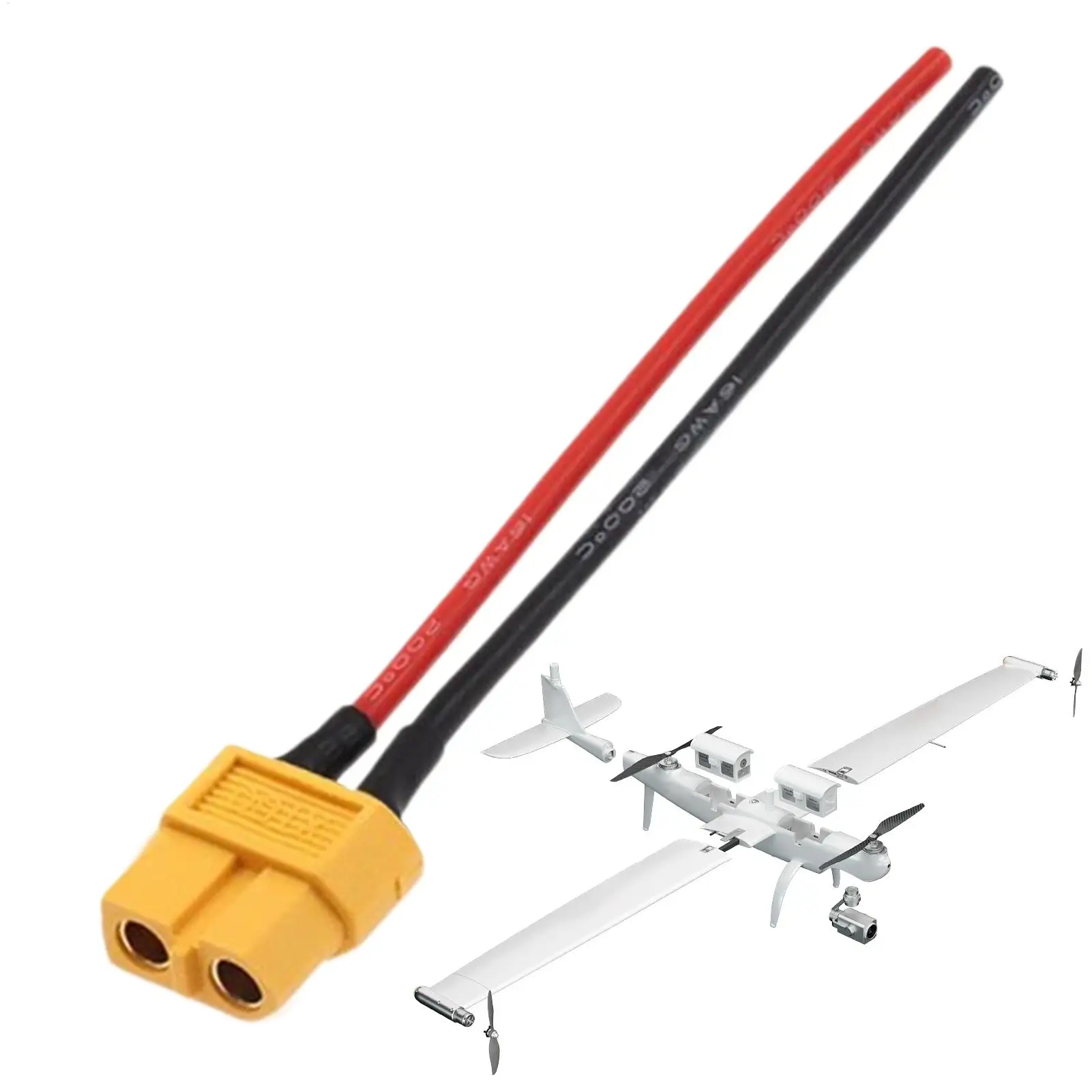 XT60 Connector Male Female 16AWG 10cm Extension Cable, Solar Panel Adapter Plug Wire for Drone RC Car RV Battery Charging