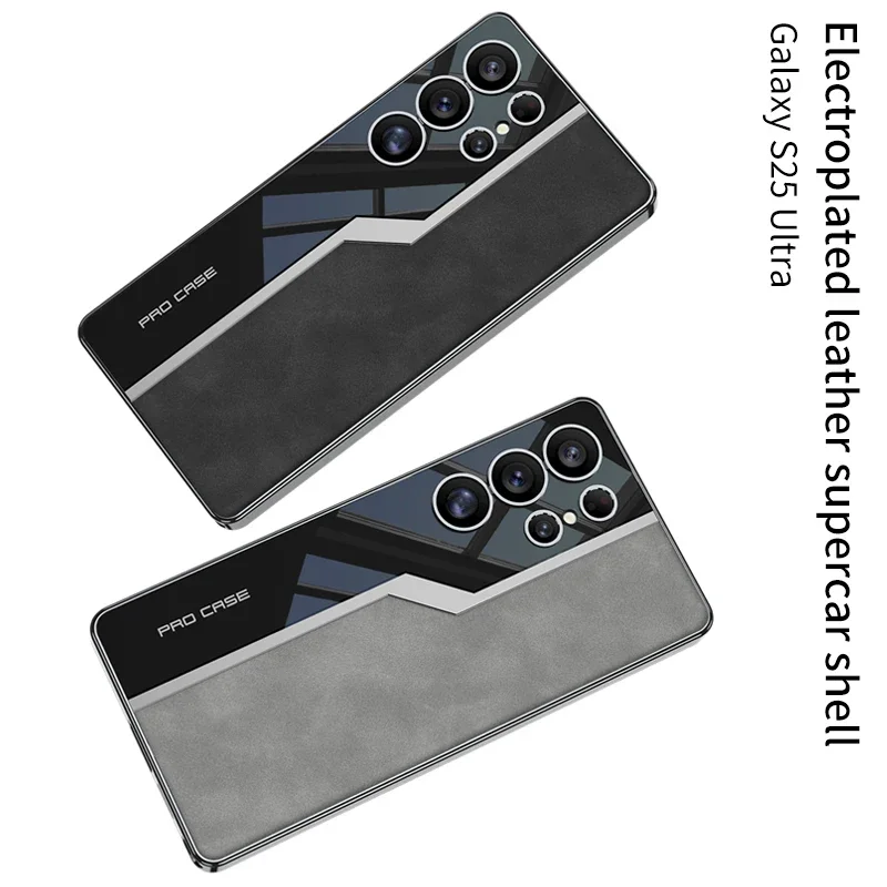 For Samsung Galaxy S25 Ultra Case Skin Feeling Frosted Leather Plating Soft Edge Slim Hard Cover For Galaxy S25 Ultra Cases