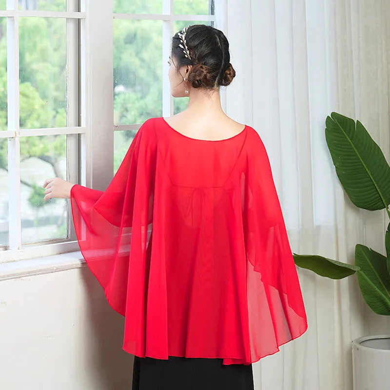 New Women Soft Solid Color Chiffon Capes Outdoor Beach Sunscreen Chiffon Long Shawl Evening Dress Wraps Bridal Wedding Cover Up