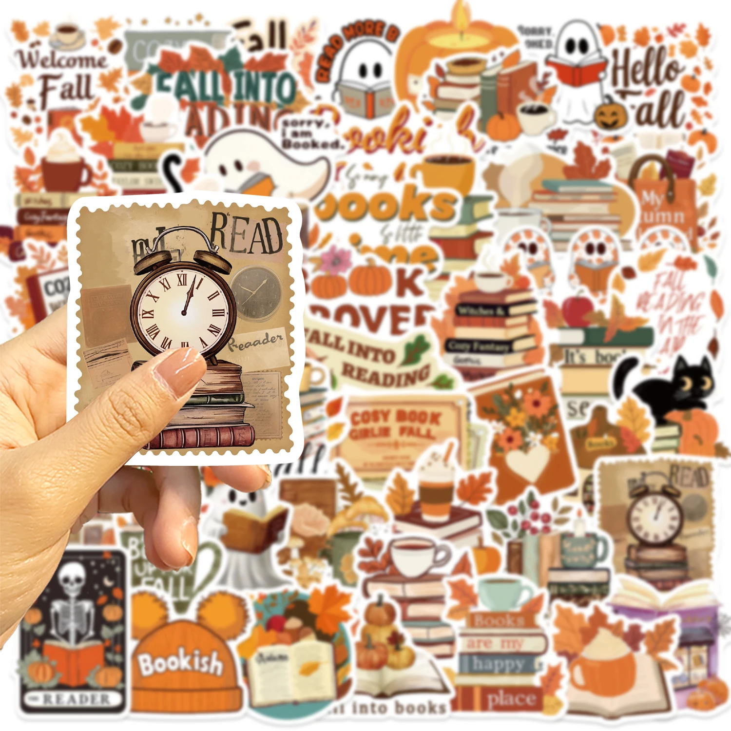 50Pcs Bookish 가을 스티커 물 노트북 스케이트 보드 컴퓨터 수하물 데칼에 대 한 동기 부여 스크랩북 스티커