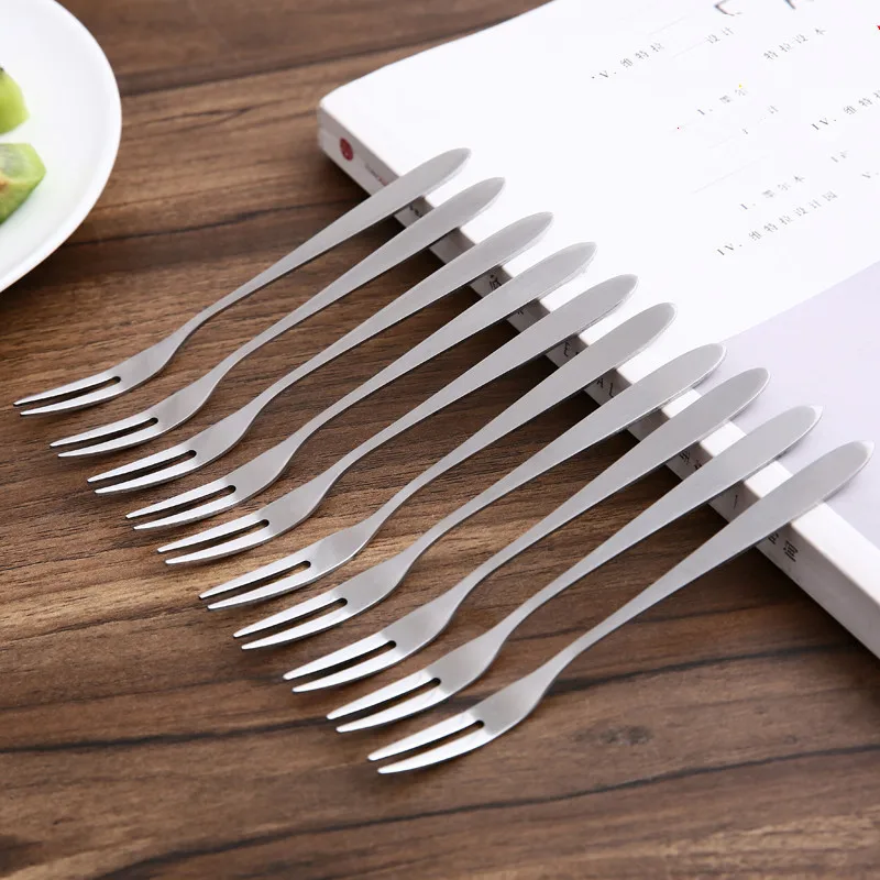 5/10PCS 5.1 Inch Stainless Steel Dessert Forks - Mini Portable Food-Grade Forks for Salad Fruit Tasting Cocktail Cake