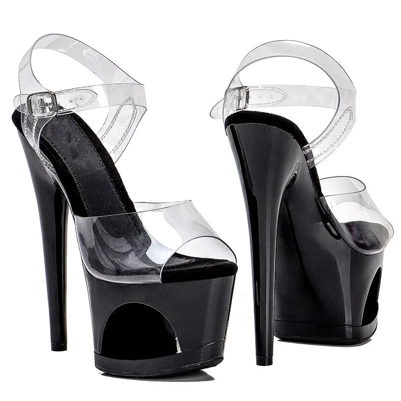 

LAIJIANJINXIA New 17CM/7Inch PVC Upper Sexy Exotic Women Sandals Platform Fashion High Heels Pole Dancing Shoes 040