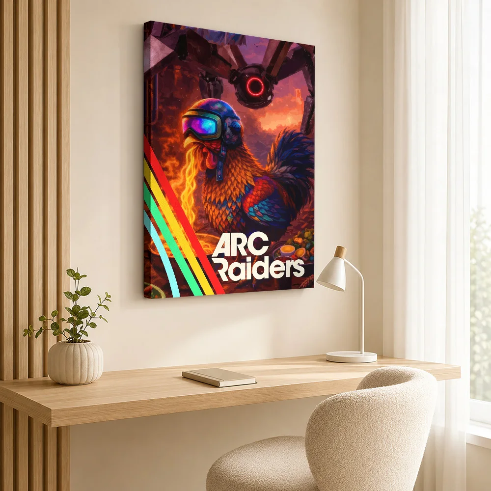 ARC Raiders Rooster with Goggles Canvas Painting Poster Personalized Photo Gaming Anime Wall Art for Game Room Dorm Decoration