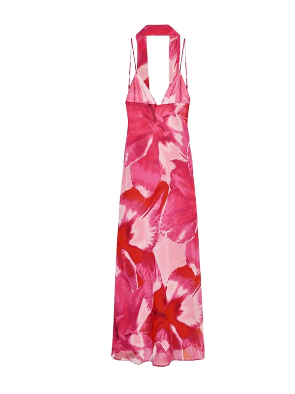 مثير الخامس الرقم وشاح طباعة Bal طويل الدكتور المرأة الصيف Faion عالية الخصر ألف خط ثوب الزفاف الاسمية ارتداء ألياف البوليستر #5