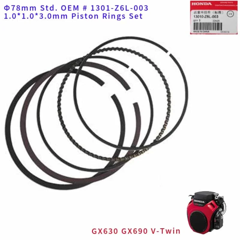 GX630 78mm GENUINE PISTON RING SET 13010Z6L003  GX690 V-TWIN EM10000 ET12000 KOLBEN OEM OIL COMPRESSOR ORIGINAL RINGS